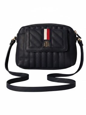 Tommy Hilfiger Navy Blue Quilted Crossbody with Signature Stripe